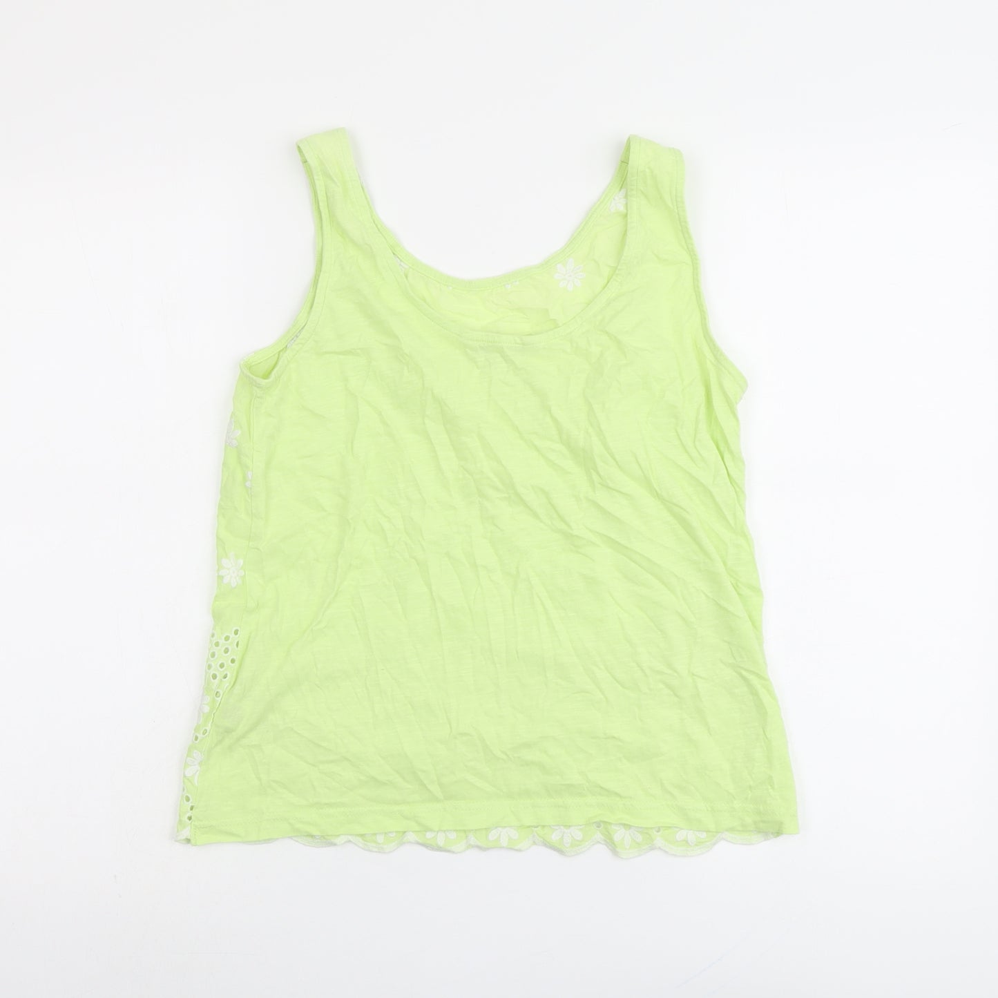 NEXT Womens Green Floral Cotton Basic Tank Size 10 Scoop Neck