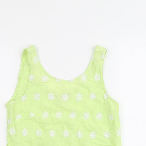 NEXT Womens Green Floral Cotton Basic Tank Size 10 Scoop Neck