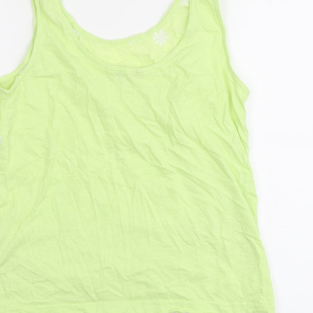 NEXT Womens Green Floral Cotton Basic Tank Size 10 Scoop Neck