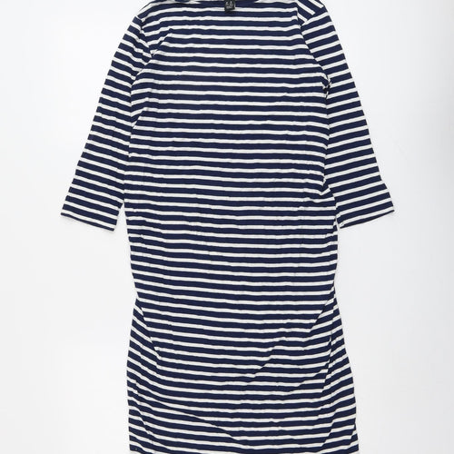 New Look Womens Blue Striped Viscose A-Line Size 10 Round Neck Pullover