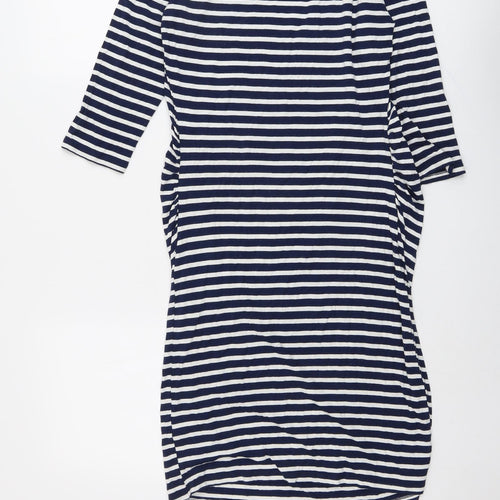 New Look Womens Blue Striped Viscose A-Line Size 10 Round Neck Pullover