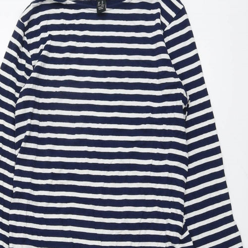 New Look Womens Blue Striped Viscose A-Line Size 10 Round Neck Pullover