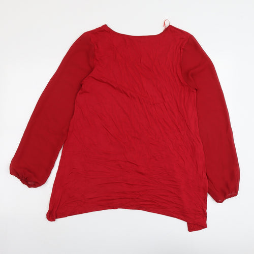 Epilogue Womens Red Viscose Basic Blouse Size 12 Scoop Neck
