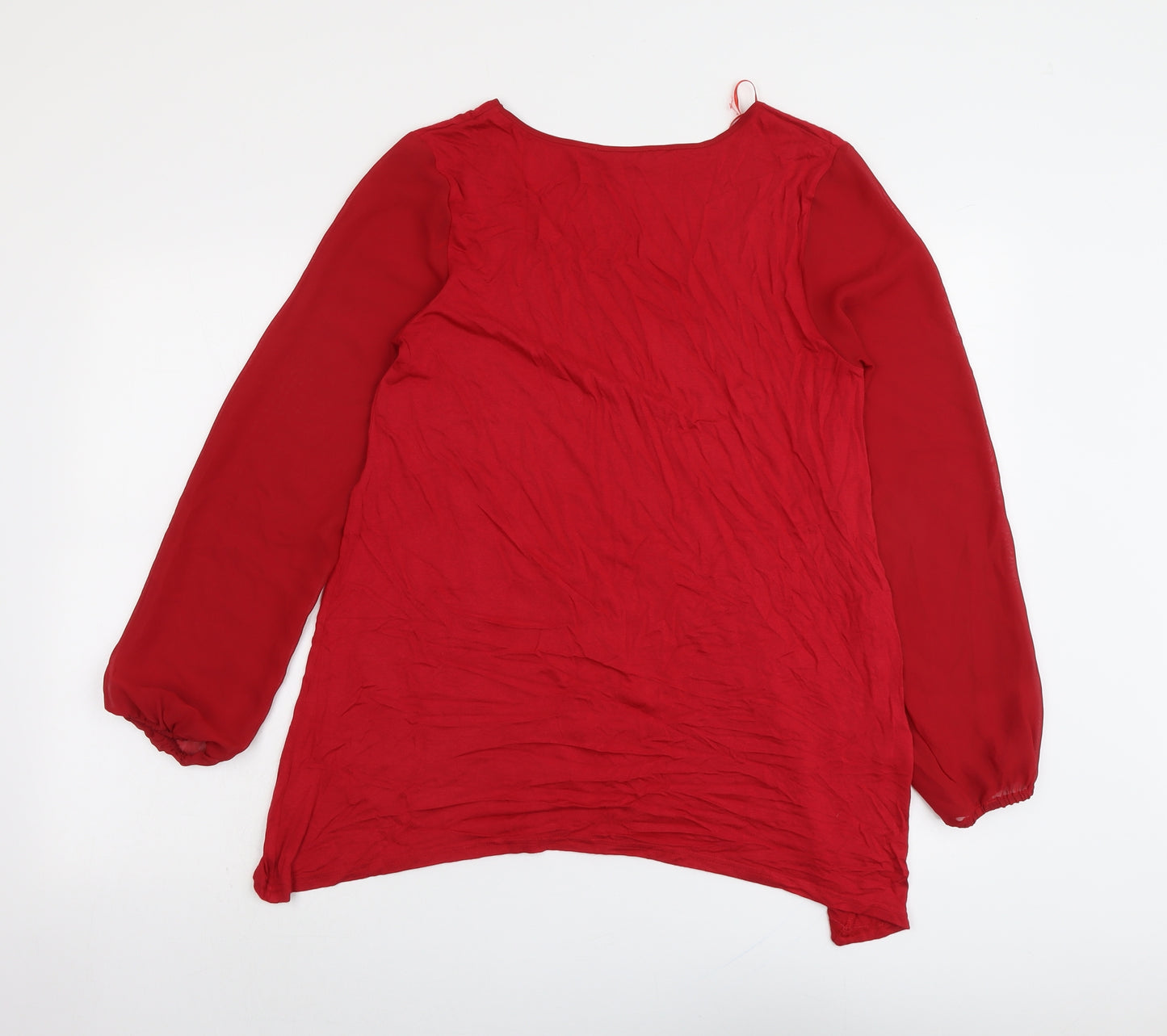 Epilogue Womens Red Viscose Basic Blouse Size 12 Scoop Neck
