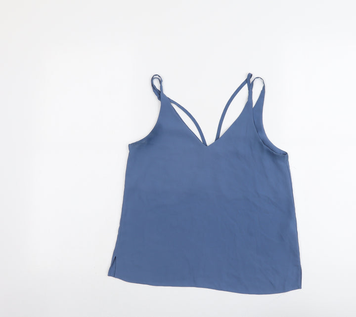 Topshop Womens Blue Polyester Camisole Tank Size 6 V-Neck