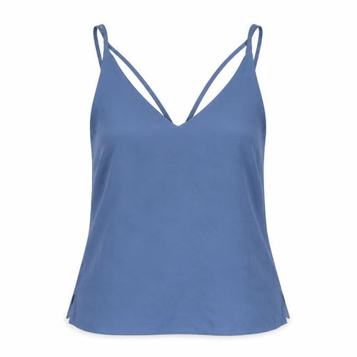 Topshop Womens Blue Polyester Camisole Tank Size 6 V-Neck