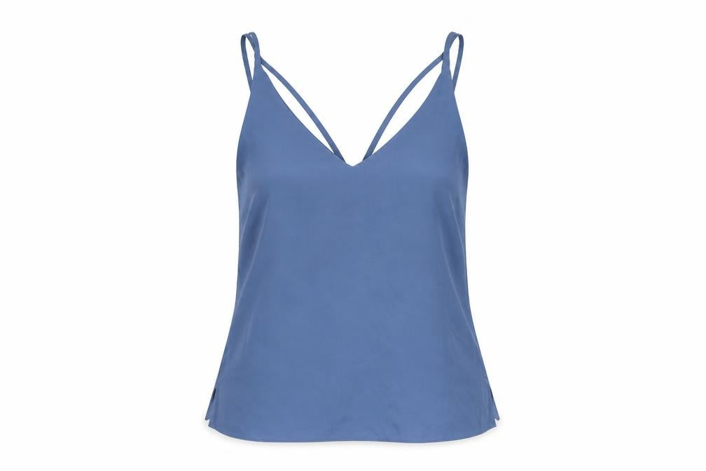 Topshop Womens Blue Polyester Camisole Tank Size 6 V-Neck