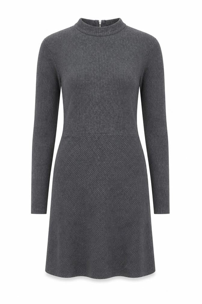 Witchery Womens Grey Cotton Jumper Dress Size 8 Round Neck Zip