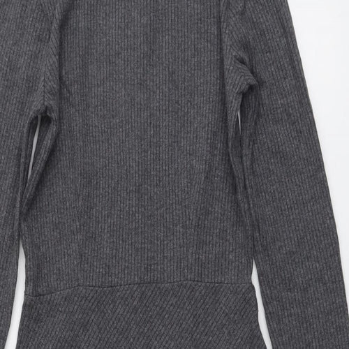 Witchery Womens Grey Cotton Jumper Dress Size 8 Round Neck Zip
