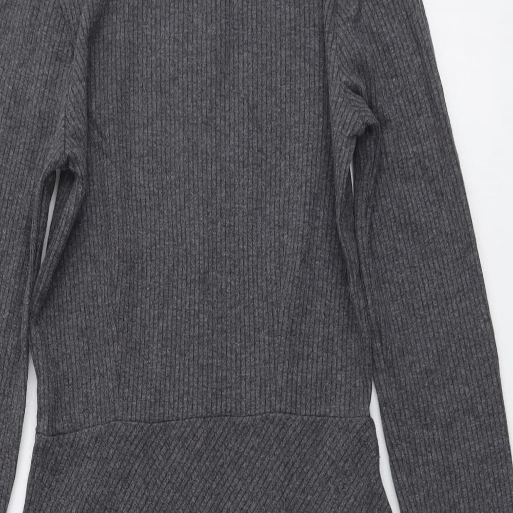 Witchery Womens Grey Cotton Jumper Dress Size 8 Round Neck Zip