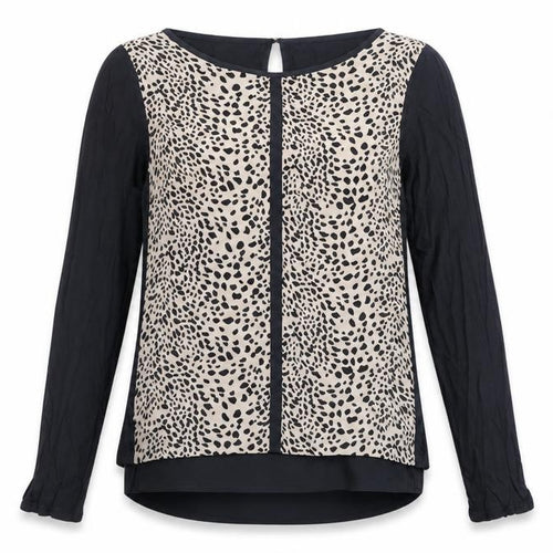Oasis Womens Grey Animal Print Viscose Basic Blouse Size S Boat Neck - Cheetah Print