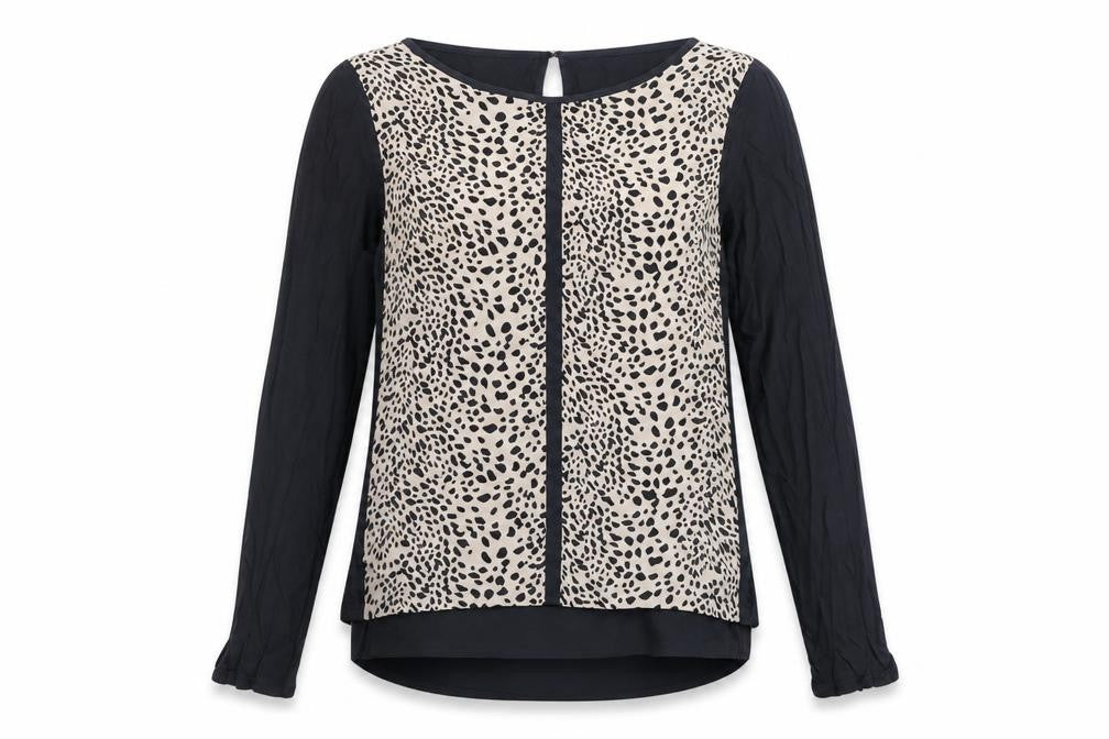 Oasis Womens Grey Animal Print Viscose Basic Blouse Size S Boat Neck - Cheetah Print