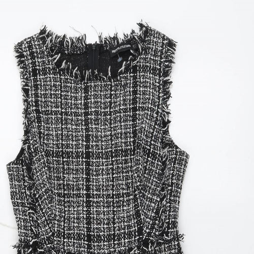 PRETTYLITTLETHING Womens Black Plaid Polyester Playsuit One-Piece Size 8 Zip