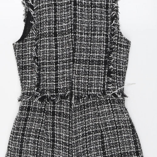 PRETTYLITTLETHING Womens Black Plaid Polyester Playsuit One-Piece Size 8 Zip