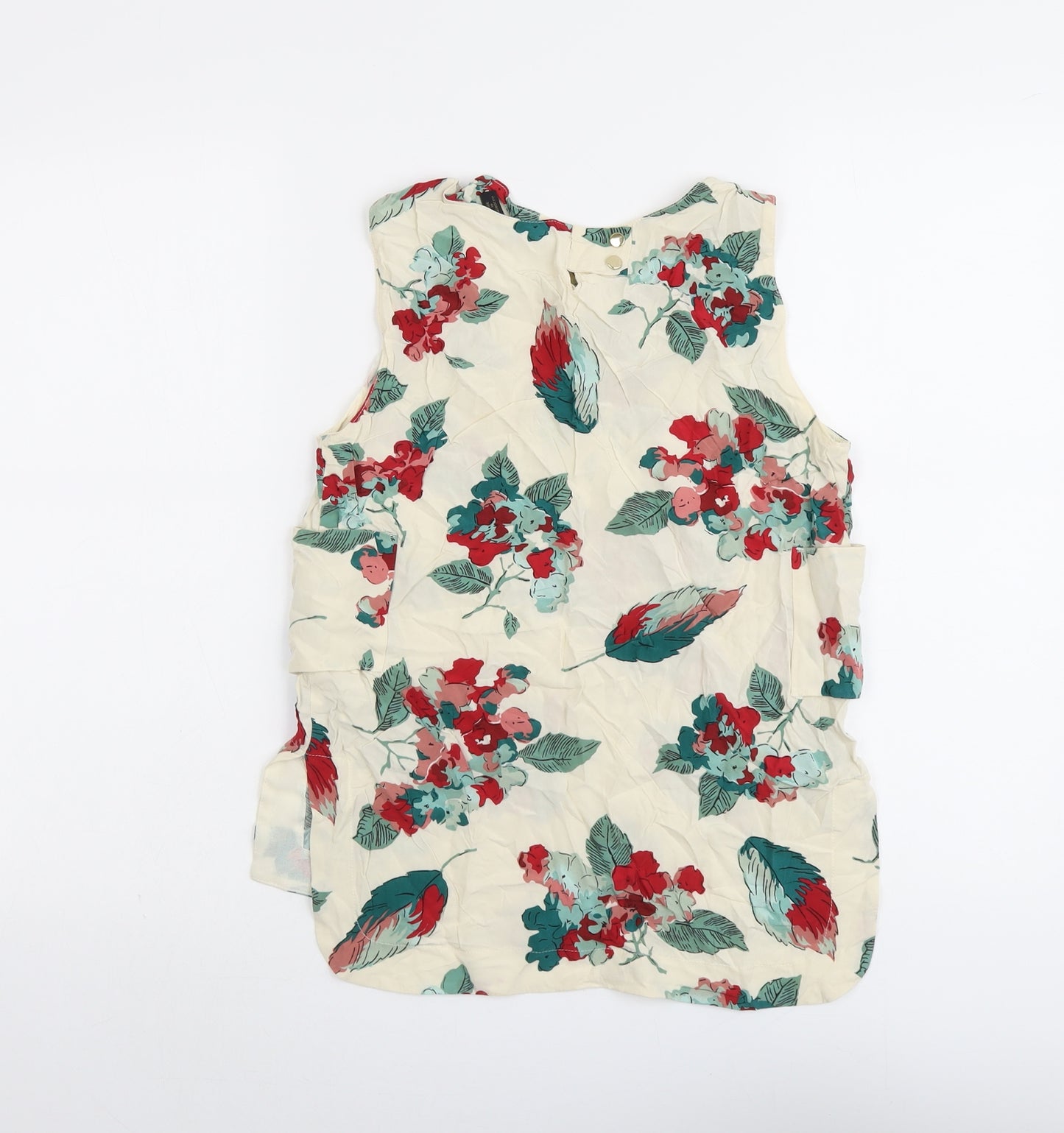 Zara Womens Beige Floral Viscose Basic Tank Size XS Round Neck