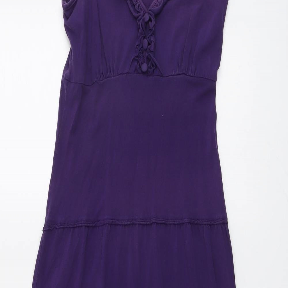 NEXT Womens Purple Cotton Slip Dress Size 6 V-Neck Pullover
