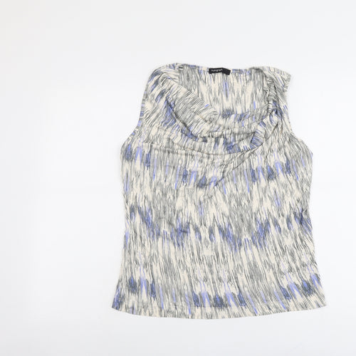 Autograph Womens Beige Geometric Viscose Basic Tank Size 14 Cowl Neck