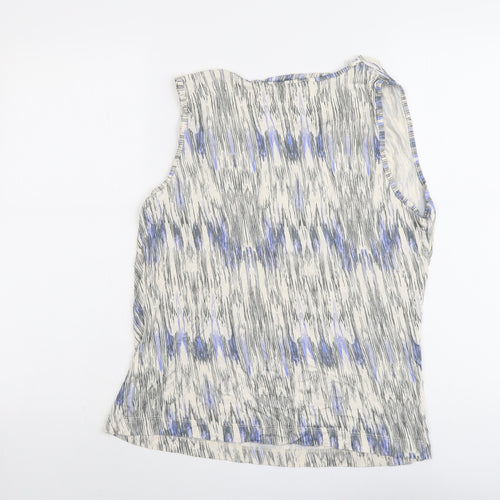 Autograph Womens Beige Geometric Viscose Basic Tank Size 14 Cowl Neck