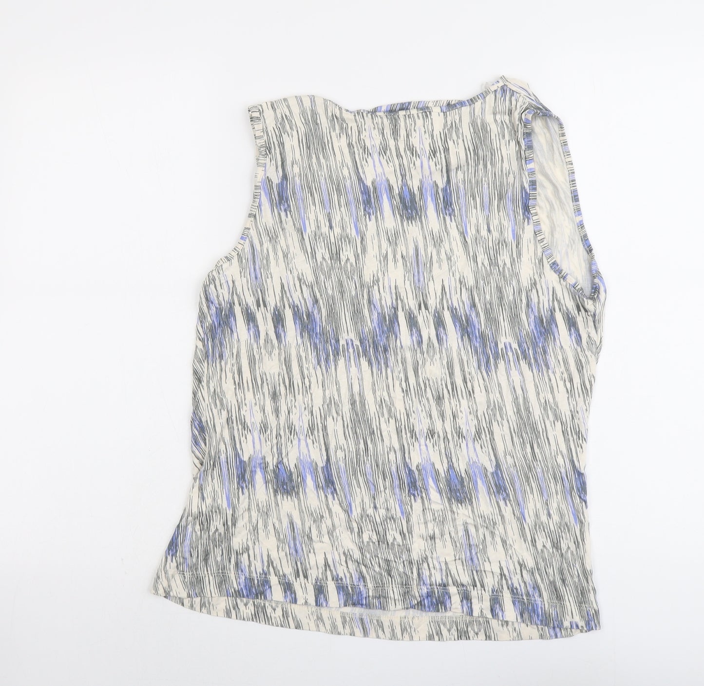 Autograph Womens Beige Geometric Viscose Basic Tank Size 14 Cowl Neck
