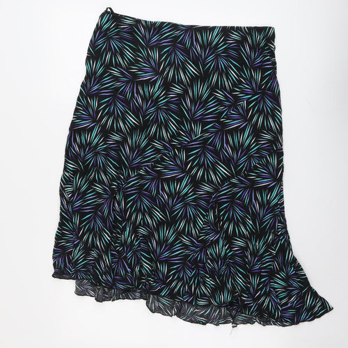 Bonmarché Womens Black Geometric Viscose Swing Skirt Size 16