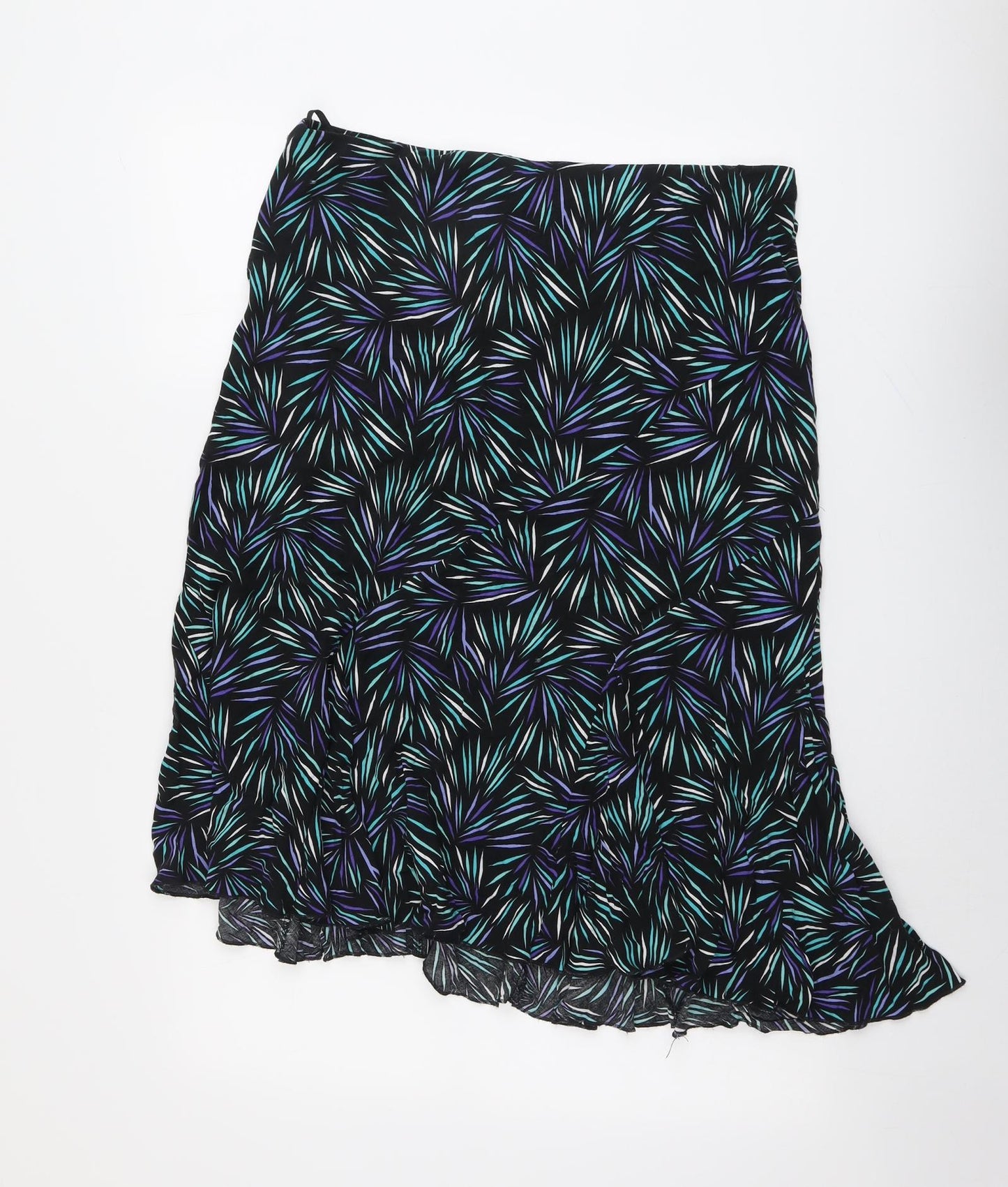 Bonmarché Womens Black Geometric Viscose Swing Skirt Size 16