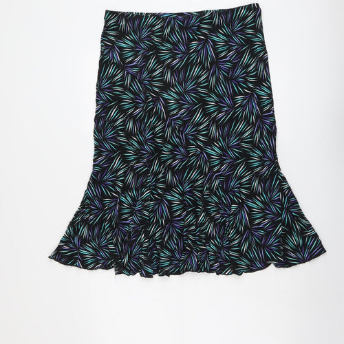 Bonmarché Womens Black Geometric Viscose Swing Skirt Size 16