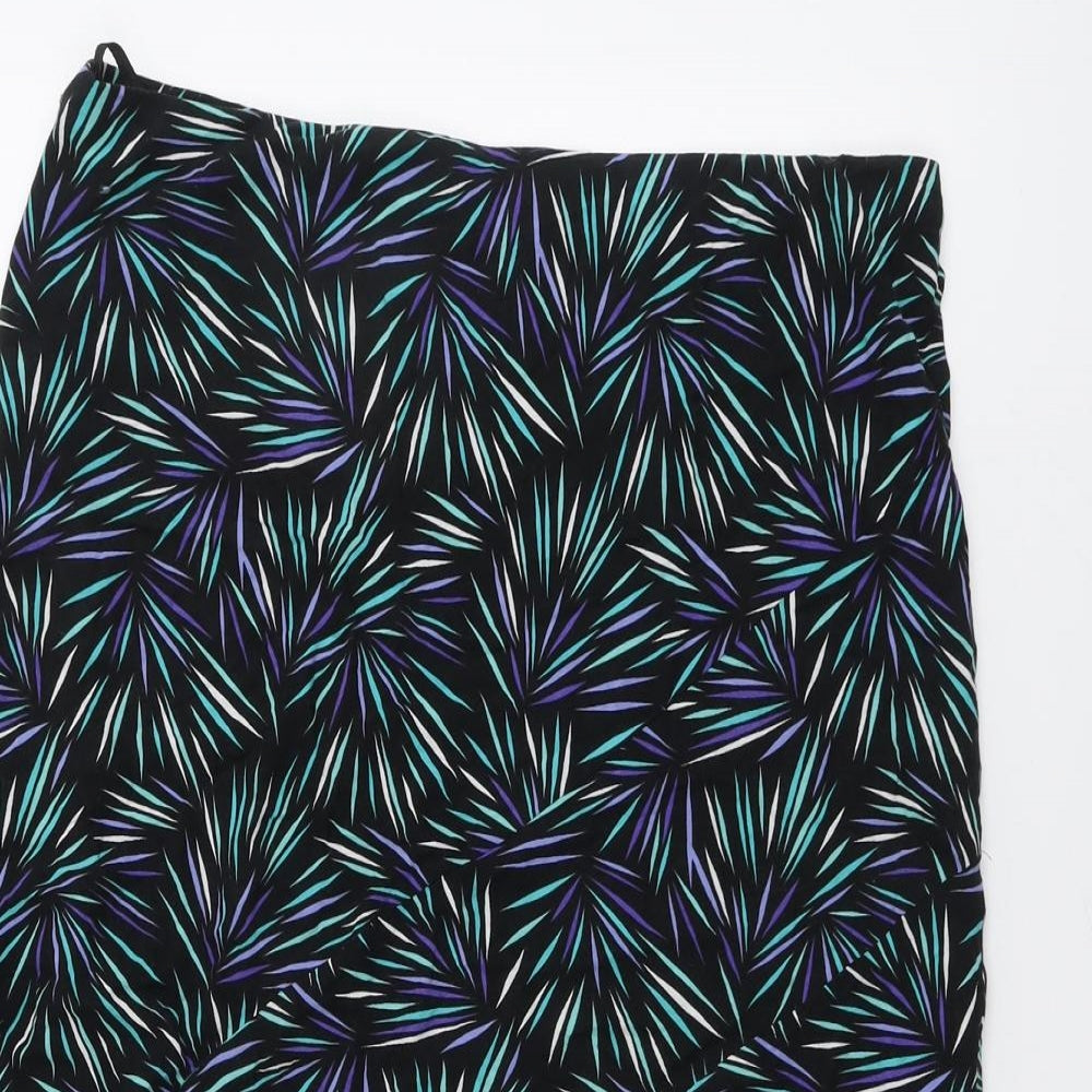 Bonmarché Womens Black Geometric Viscose Swing Skirt Size 16