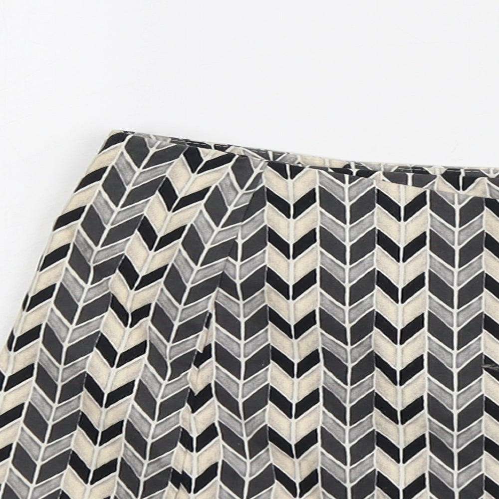 Topshop Womens Beige Geometric Cotton Hot Pants Shorts Size 12 L3 in Regular Zip