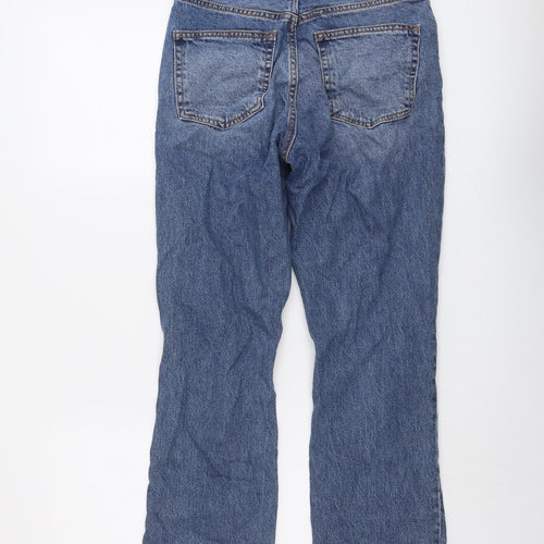 H&M Womens Blue Cotton Straight Jeans Size 10 L26 in Regular Button