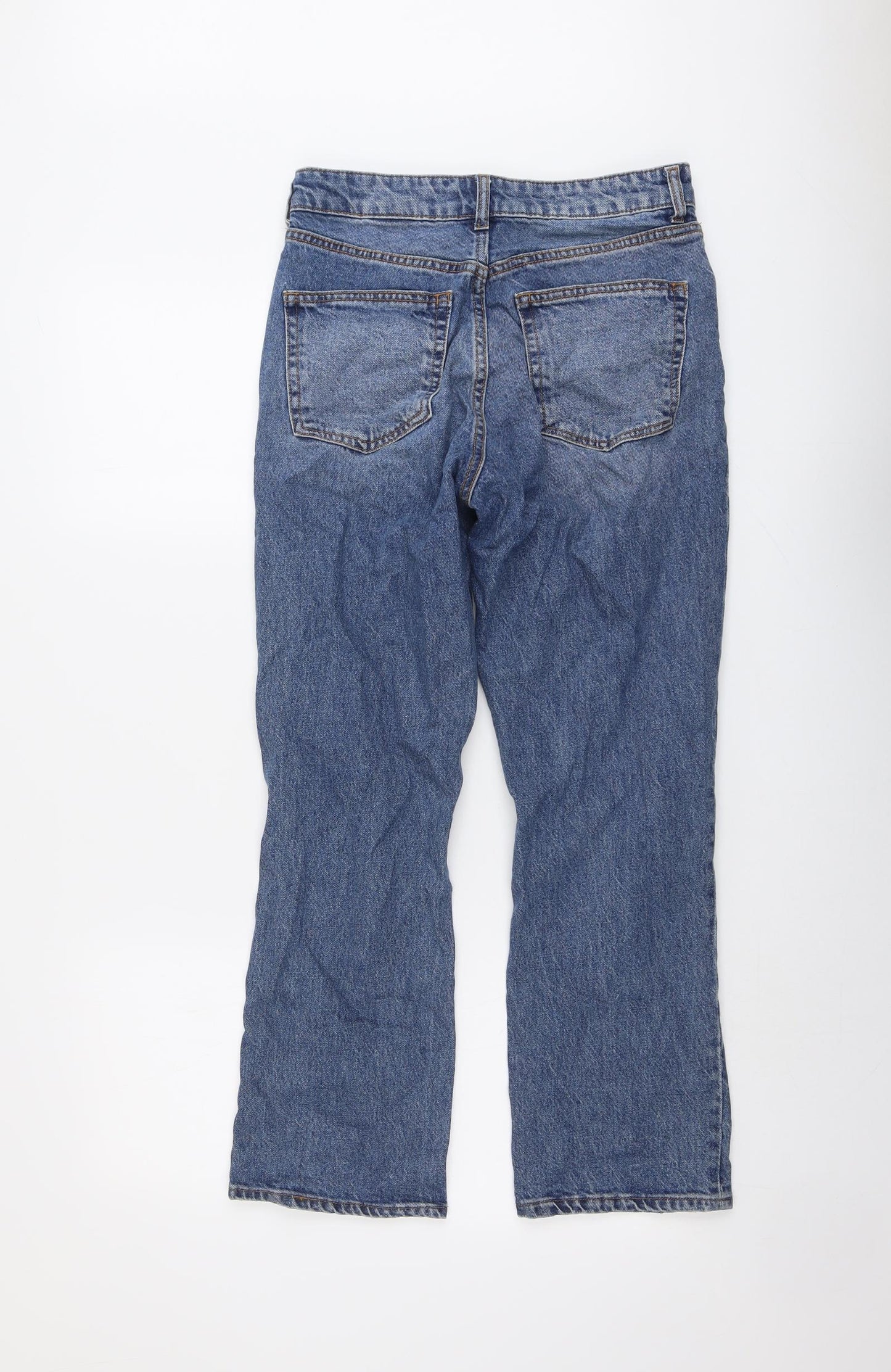 H&M Womens Blue Cotton Straight Jeans Size 10 L26 in Regular Button