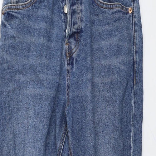 H&M Womens Blue Cotton Straight Jeans Size 10 L26 in Regular Button