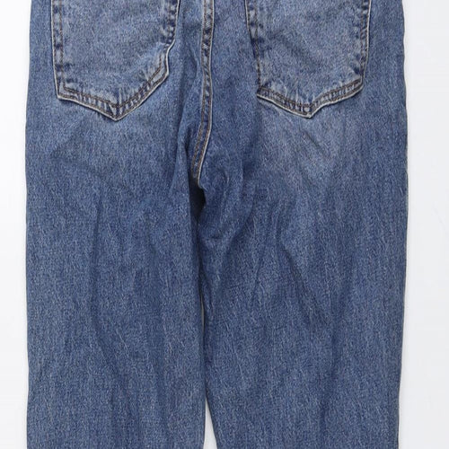 H&M Womens Blue Cotton Straight Jeans Size 10 L26 in Regular Button