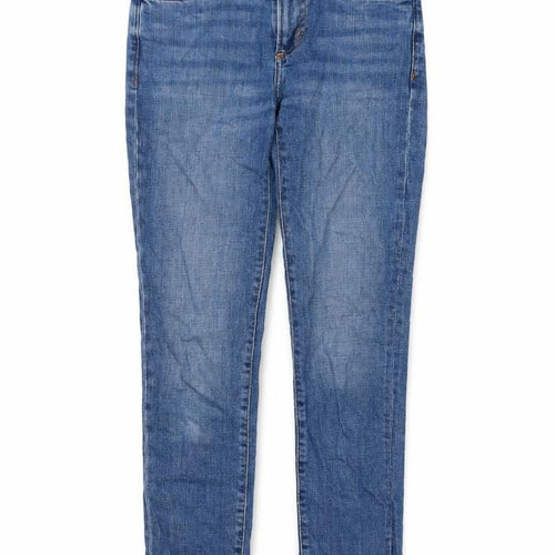 Mango Womens Blue Cotton Skinny Jeans Size 4 L26 in Regular Button