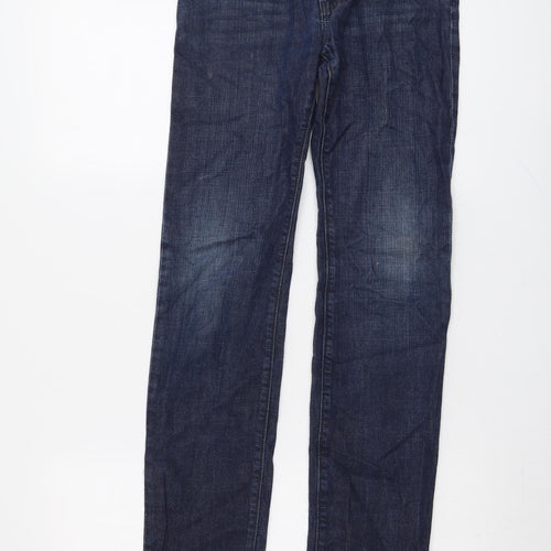 HUGO BOSS Womens Blue Cotton Straight Jeans Size 12 L28 in Slim Button