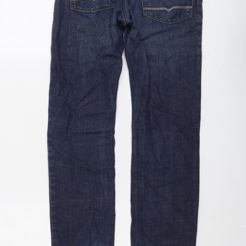 HUGO BOSS Womens Blue Cotton Straight Jeans Size 12 L28 in Slim Button