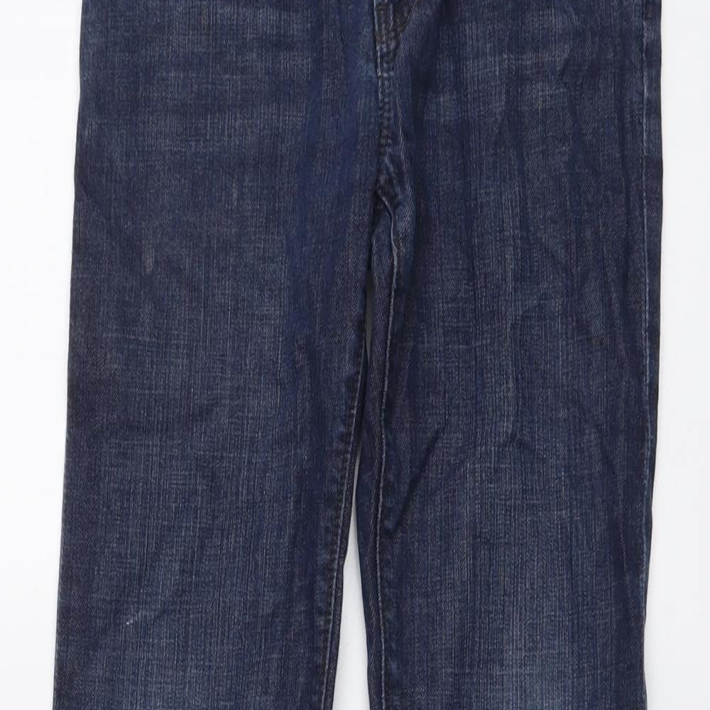 HUGO BOSS Womens Blue Cotton Straight Jeans Size 12 L28 in Slim Button