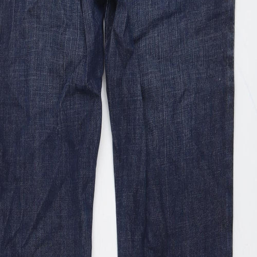 HUGO BOSS Womens Blue Cotton Straight Jeans Size 12 L28 in Slim Button
