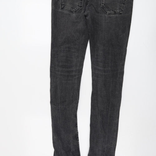 Bershka Mens Grey Cotton Skinny Jeans Size 30 in L32 in Regular Button