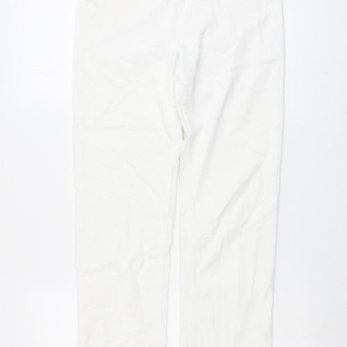 Marks and Spencer Womens White Cotton Straight Jeans Size 10 L29 in Regular Button