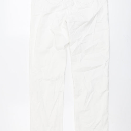 Marks and Spencer Womens White Cotton Straight Jeans Size 10 L29 in Regular Button