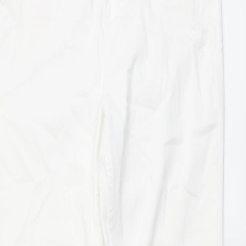 Marks and Spencer Womens White Cotton Straight Jeans Size 10 L29 in Regular Button