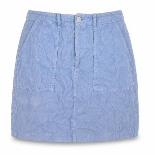 New Look Womens Blue Cotton A-Line Skirt Size 10 Zip