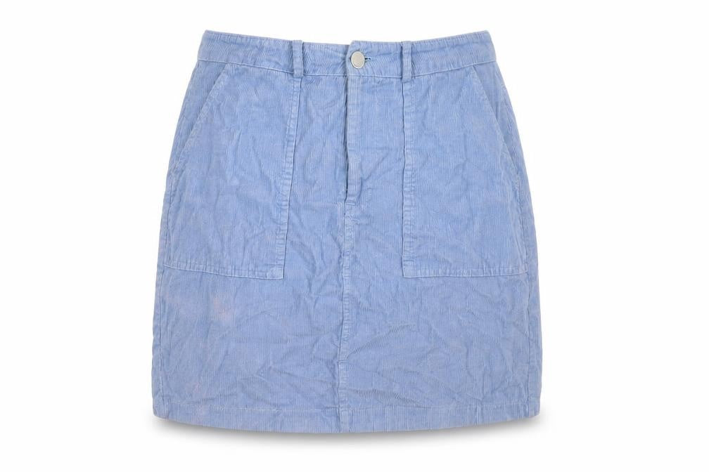New Look Womens Blue Cotton A-Line Skirt Size 10 Zip