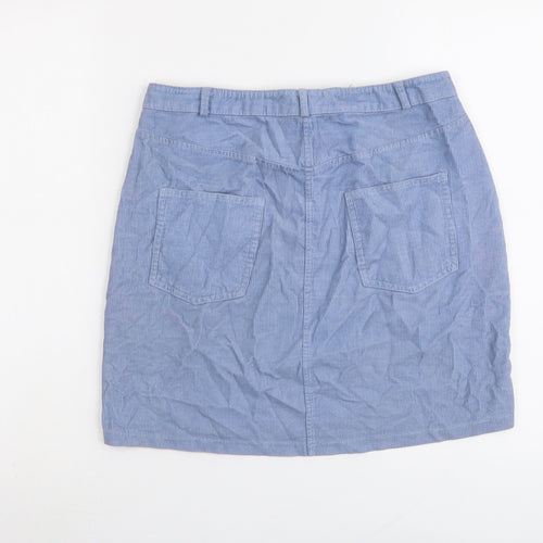 New Look Womens Blue Cotton A-Line Skirt Size 10 Zip