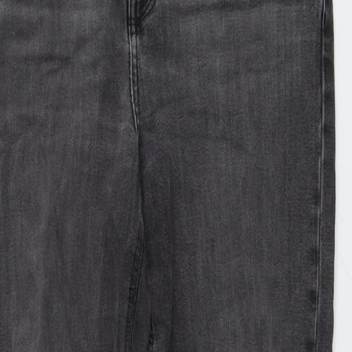 Marks and Spencer Womens Grey Cotton Boyfriend Jeans Size 14 L29 in Regular Button