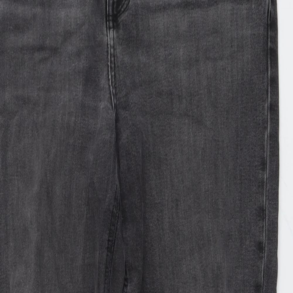 Marks and Spencer Womens Grey Cotton Boyfriend Jeans Size 14 L29 in Regular Button