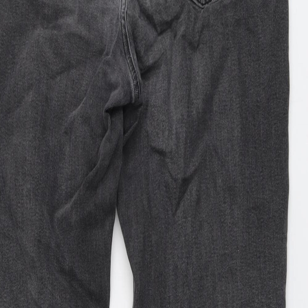 Marks and Spencer Womens Grey Cotton Boyfriend Jeans Size 14 L29 in Regular Button