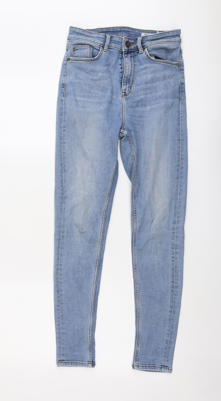 Marks and Spencer Womens Blue Cotton Skinny Jeans Size 8 L27 in Regular Button