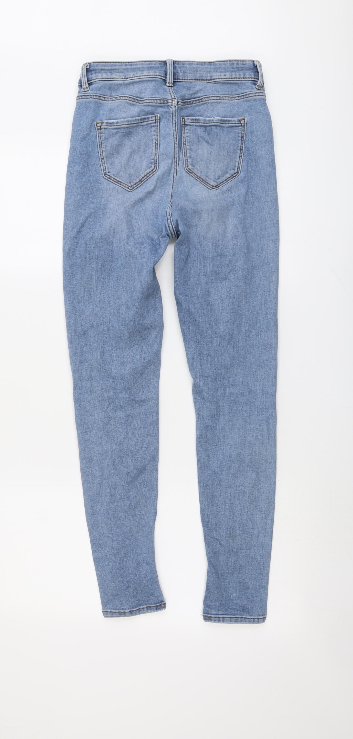 Marks and Spencer Womens Blue Cotton Skinny Jeans Size 8 L27 in Regular Button