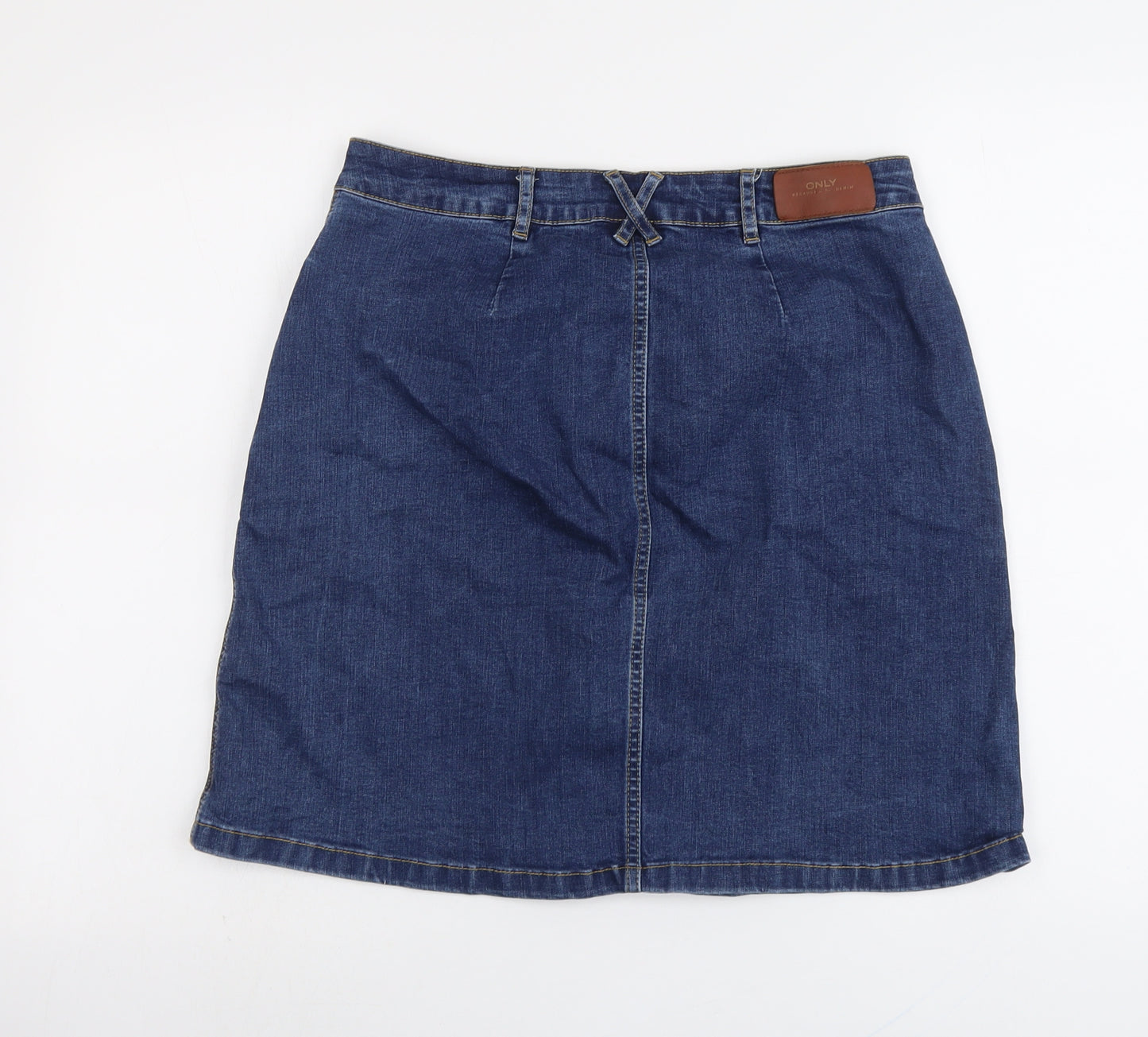 Only Womens Blue Cotton A-Line Skirt Size 12 Button